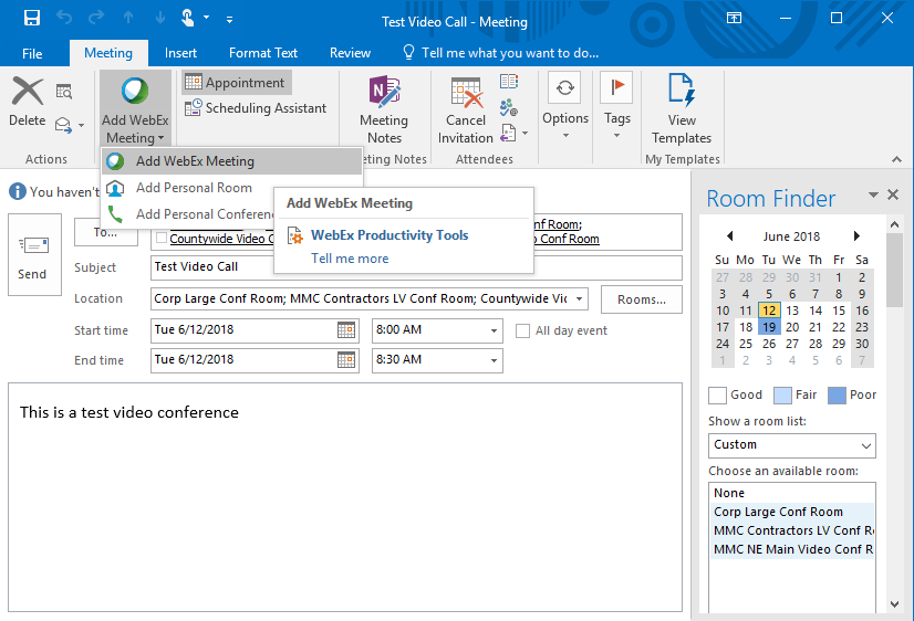 How To Schedule A Video Call With Webex From Outlook MMC Corp Helpdesk